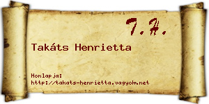 Takáts Henrietta névjegykártya